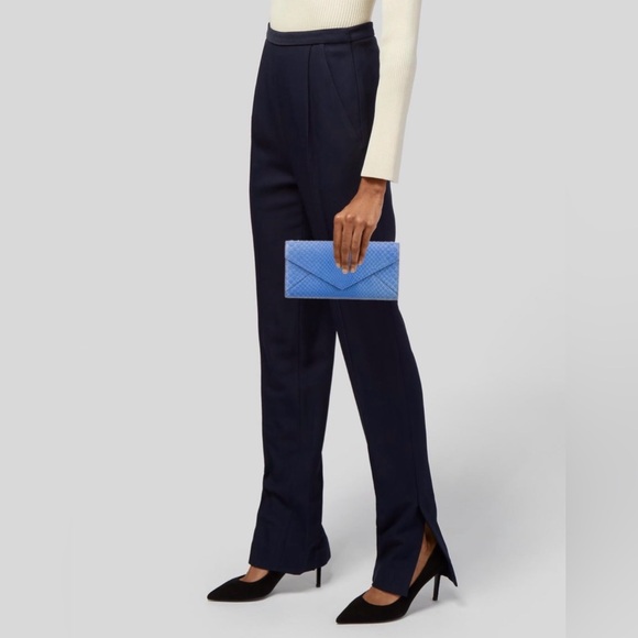 Smythson python leather clutch, Nile Blue - Picture 5 of 5